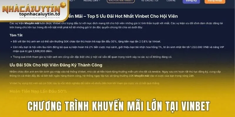 Chương trình khuyến mãi lớn tại Vinbet