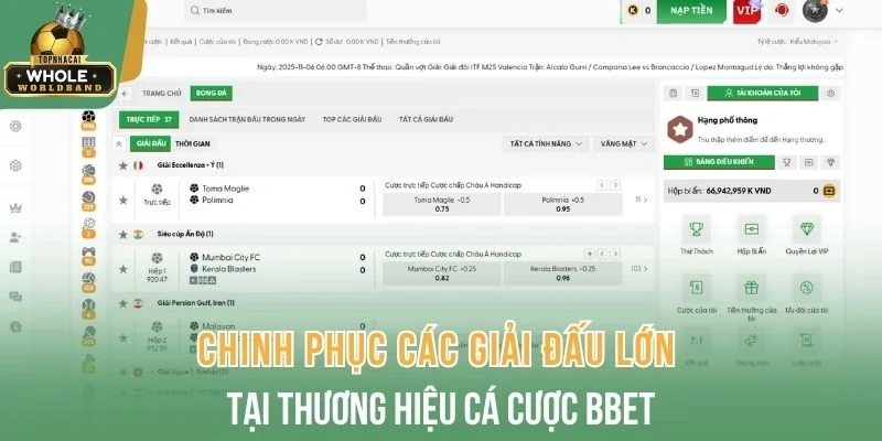 Chinh phục các giải đấu lớn tại thương hiệu cá cược Bbet