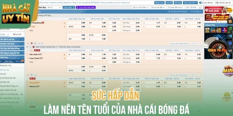 Sức hấp dẫn làm nên tên tuổi của nhà cái bóng đá 