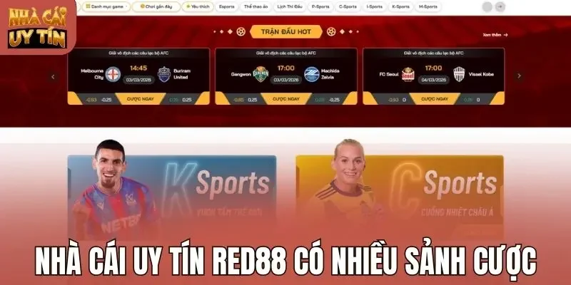 Nhà cái uy tín Red88 có nhiều sảnh cược